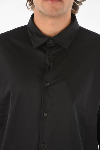 ZZEGNA solid color cotton jersey shirt