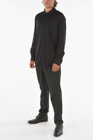 ZZEGNA solid color cotton jersey shirt