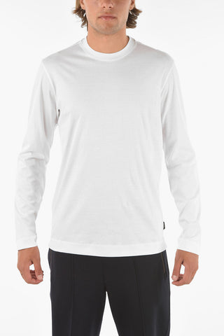 ZZEGNA T-shirt Girocollo in Cotone a Manica lunga