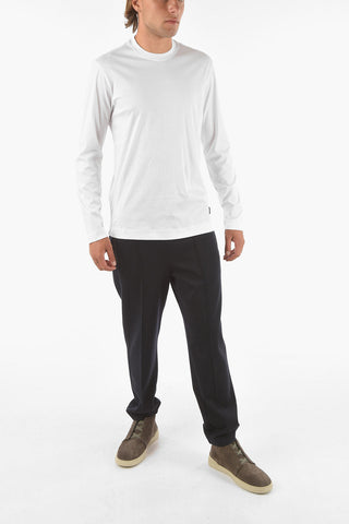 ZZEGNA T-shirt Girocollo in Cotone a Manica lunga