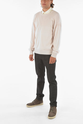 ZZEGNA Maglia Girocollo in Cashmere con Dettagli a Costine