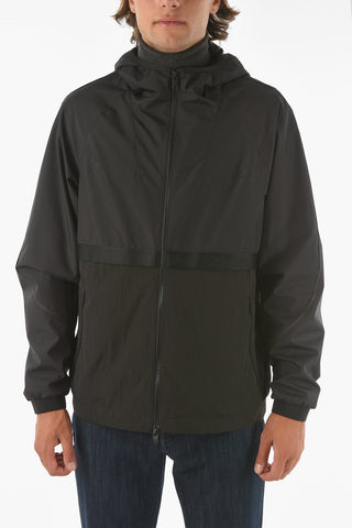 Double Layered Windbreaker with Logoed Contrasting Band