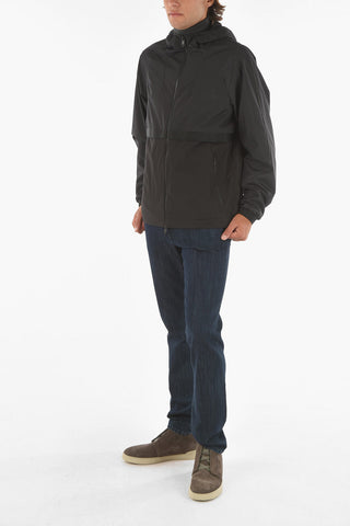 Double Layered Windbreaker with Logoed Contrasting Band