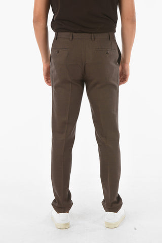 CC COLLECTION Pantaloni Chino REWARD in Lana Vergine con Motivo in Pied de Poule