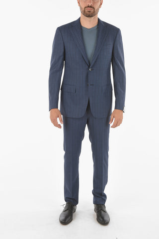 abito 2 bottoni MANTUA drop 6R pencil striped in lana vergine revers classico