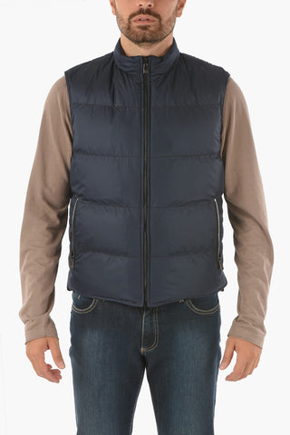 ID reversible sleeveless leather down jacket