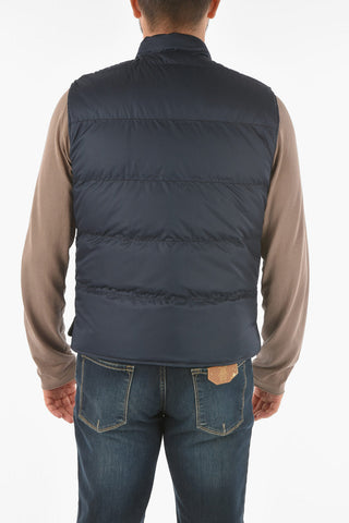 ID reversible sleeveless leather down jacket