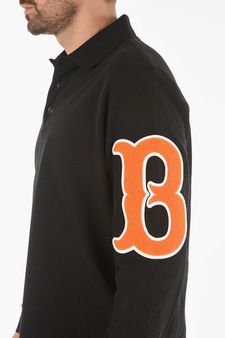 Long-sleeve Polo T-shirt with Logo Patches