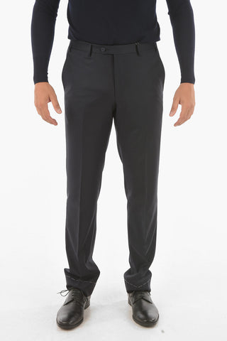 pantalone ad orlo dritto LEADER in lana vergine a vita regolare