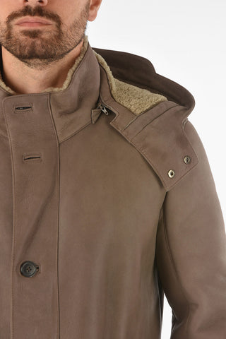 ID giubbotto in pelle con cappuccio removibile