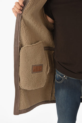 ID giubbotto in pelle con cappuccio removibile