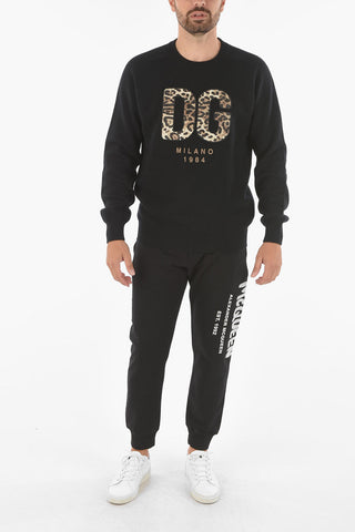 Wool Sweater with Leopard Patterned Logo Patches