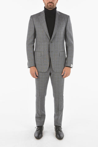 windowpane check virgin wool MANTUA notch lapel belt loops 2-button suit drop 6R