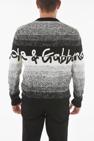 Braided Wool Crewneck Sweater with Embossed Logo