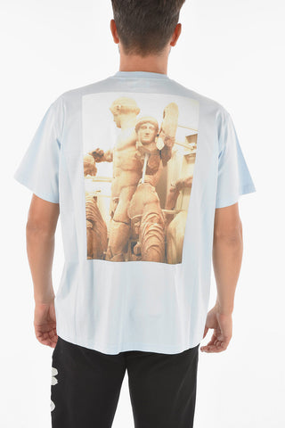 Statue Printed Crewneck T-shirt with Logoed Breast Pocket