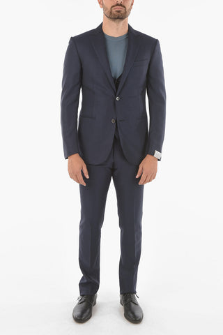 virgin wool and Silk  CERIM.ACADEMY peak lapel 2-buttons suit