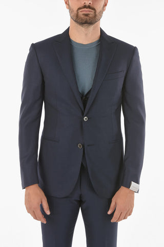 virgin wool and Silk  CERIM.ACADEMY peak lapel 2-buttons suit