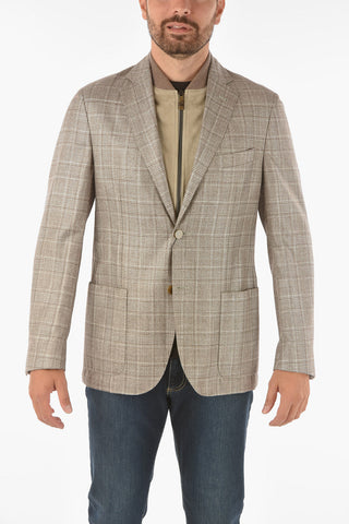 ID district check silk and cashmere IDENTITY 2-button blazer