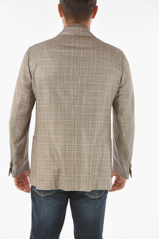 ID district check silk and cashmere IDENTITY 2-button blazer