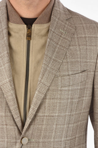 ID district check silk and cashmere IDENTITY 2-button blazer