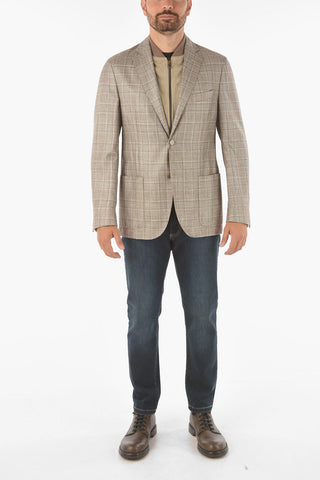 ID district check silk and cashmere IDENTITY 2-button blazer