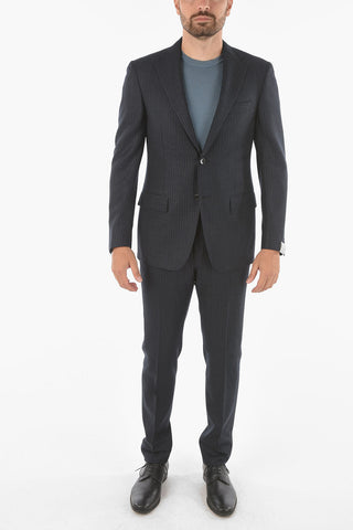 pinstriped notch lapel belt loops 2-button MANTUA suit drop 6R