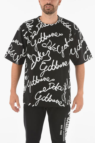 Jersey T-shirt with Embossed Monogram Print