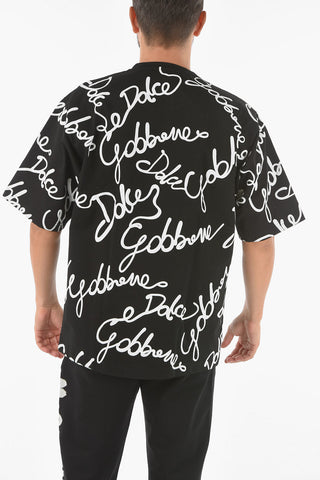 Jersey T-shirt with Embossed Monogram Print