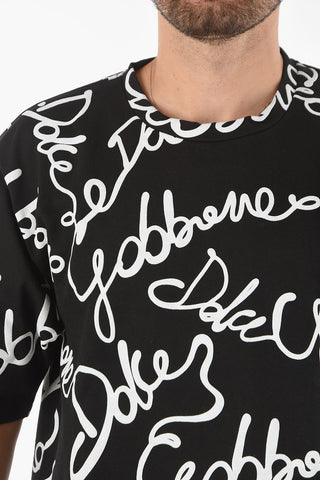 Jersey T-shirt with Embossed Monogram Print
