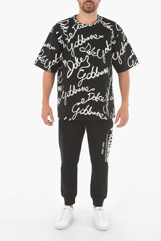 Jersey T-shirt with Embossed Monogram Print