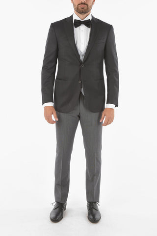 virgin wool CERIM. ACADEMY peak lapel 3 piece waistcoat suit drop 7R