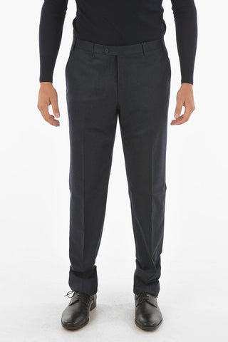 wool LEADER belt loops trousers with Scalloped Hem