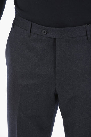 wool LEADER belt loops trousers with Scalloped Hem
