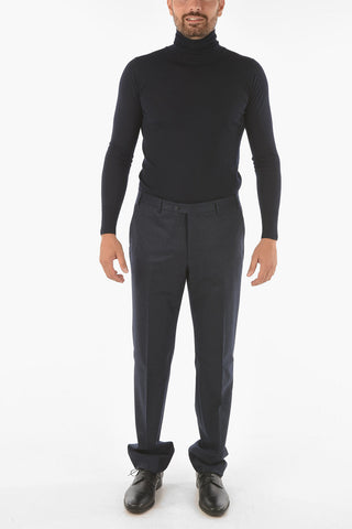 wool LEADER belt loops trousers with Scalloped Hem