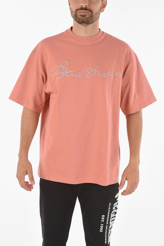 Jersey T-shirt with Lurex Embroidered Lettering Logo