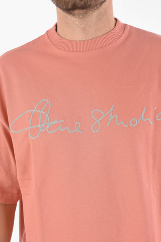 Jersey T-shirt with Lurex Embroidered Lettering Logo