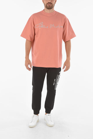 Jersey T-shirt with Lurex Embroidered Lettering Logo