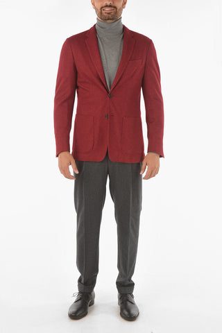 ID silk and cashmere side vents notch lapel blazer