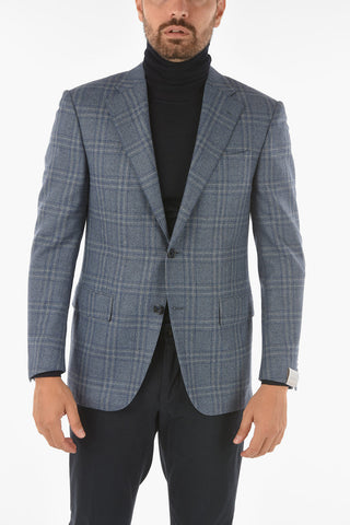 plaid cashmere and virgin wool LEADER 2-button blazer drop 7R