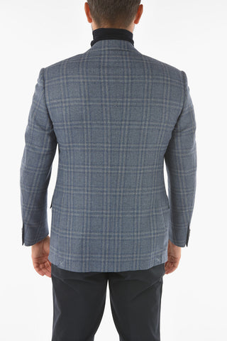 plaid cashmere and virgin wool LEADER 2-button blazer drop 7R