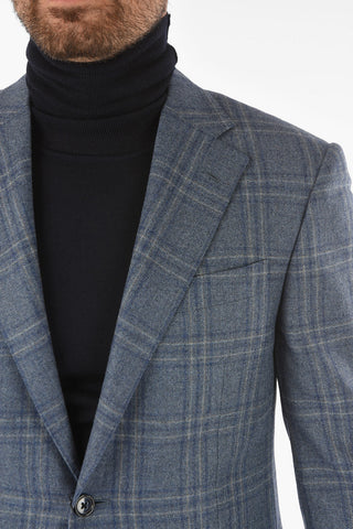 plaid cashmere and virgin wool LEADER 2-button blazer drop 7R
