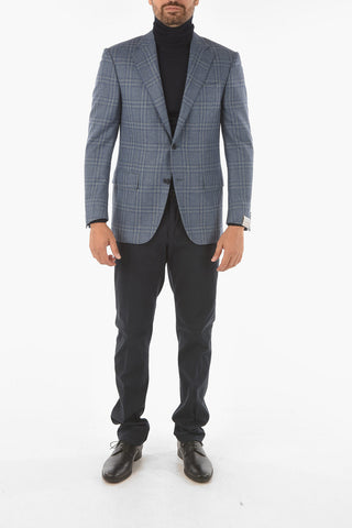 plaid cashmere and virgin wool LEADER 2-button blazer drop 7R