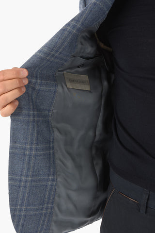 plaid cashmere and virgin wool LEADER 2-button blazer drop 7R