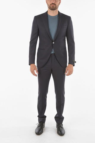 virgin wool CERIM.ACADEMY peak lapel 1-button suit
