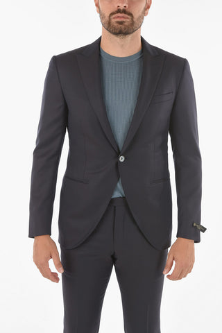 virgin wool CERIM.ACADEMY peak lapel 1-button suit