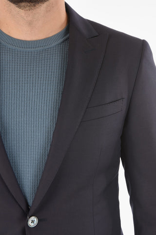 virgin wool CERIM.ACADEMY peak lapel 1-button suit