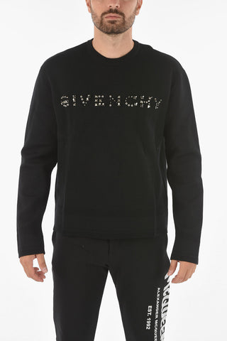 Wool Sweater with Studded Lettering Logo