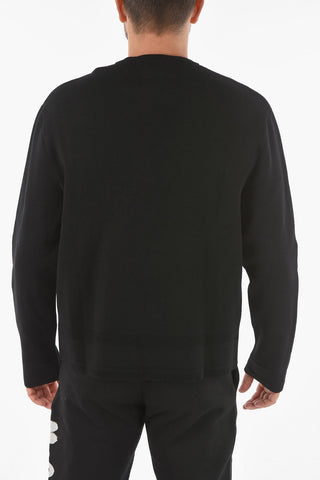 Wool Sweater with Studded Lettering Logo