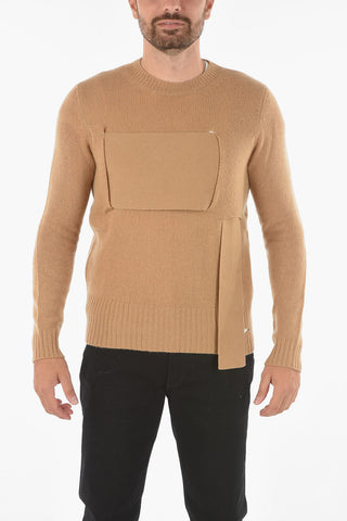 Cashmere Blend Crewneck Sweater with Loose Band across the Chest