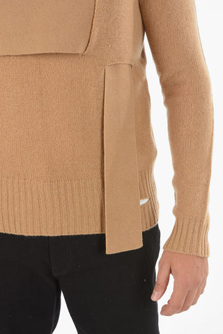 Cashmere Blend Crewneck Sweater with Loose Band across the Chest